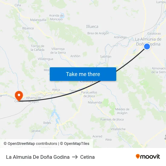 La Almunia De Doña Godina to Cetina map