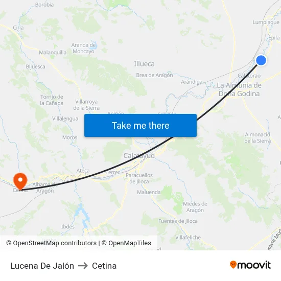 Lucena De Jalón to Cetina map