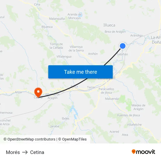 Morés to Cetina map
