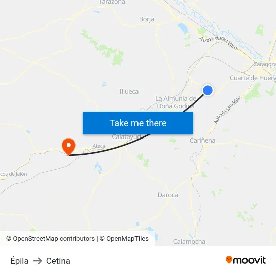 Épila to Cetina map