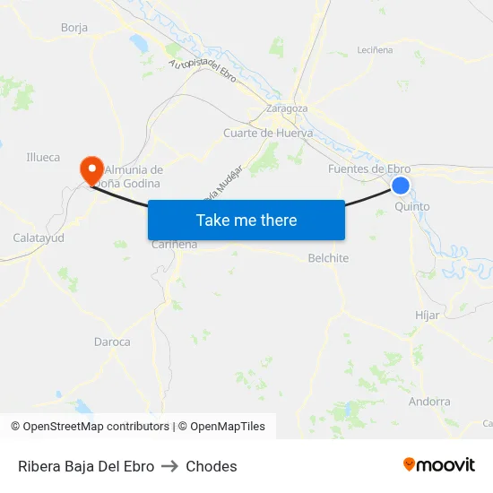 Ribera Baja Del Ebro to Chodes map