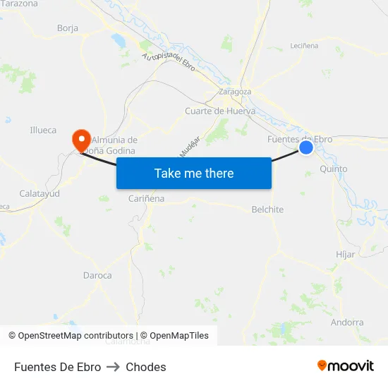 Fuentes De Ebro to Chodes map