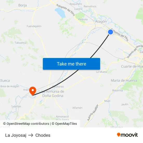 La Joyosaj to Chodes map