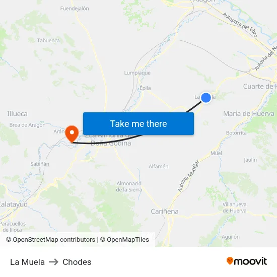 La Muela to Chodes map