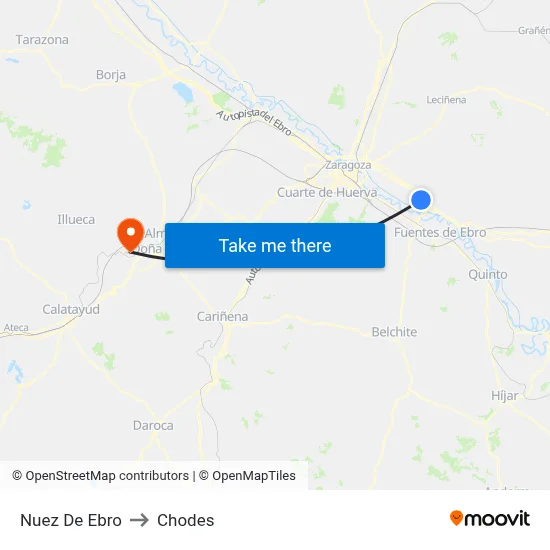 Nuez De Ebro to Chodes map