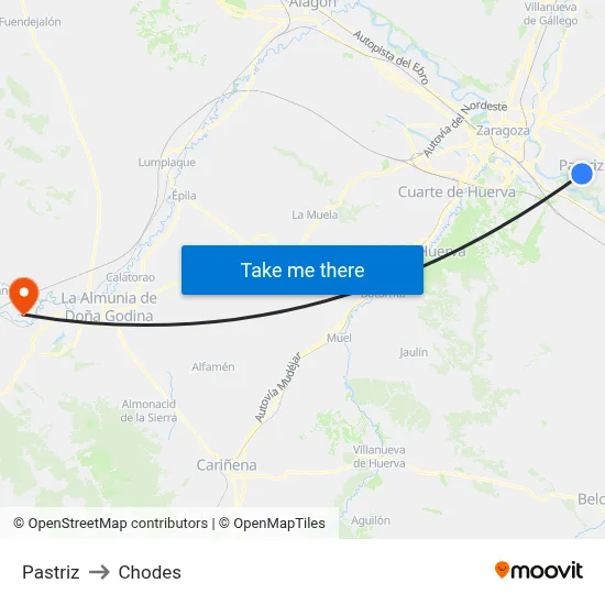 Pastriz to Chodes map