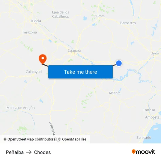 Peñalba to Chodes map