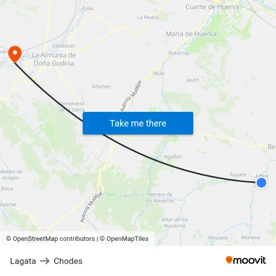 Lagata to Chodes map