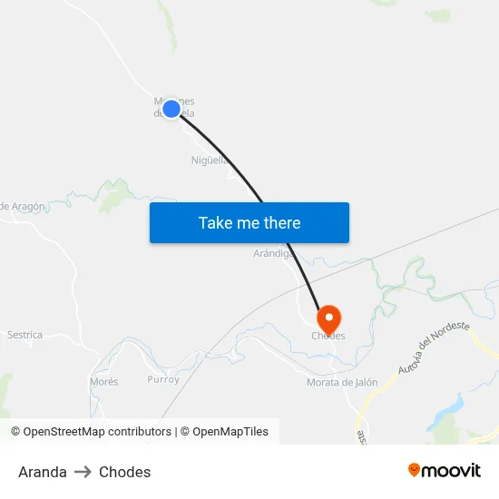 Aranda to Chodes map