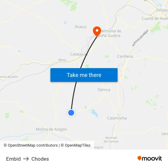 Embid to Chodes map