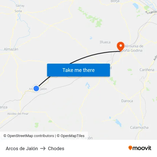 Arcos de Jalón to Chodes map