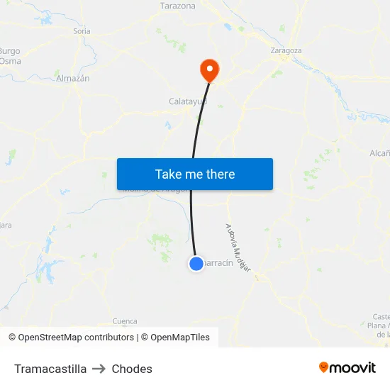 Tramacastilla to Chodes map