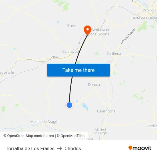 Torralba de Los Frailes to Chodes map