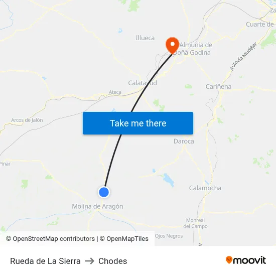 Rueda de La Sierra to Chodes map