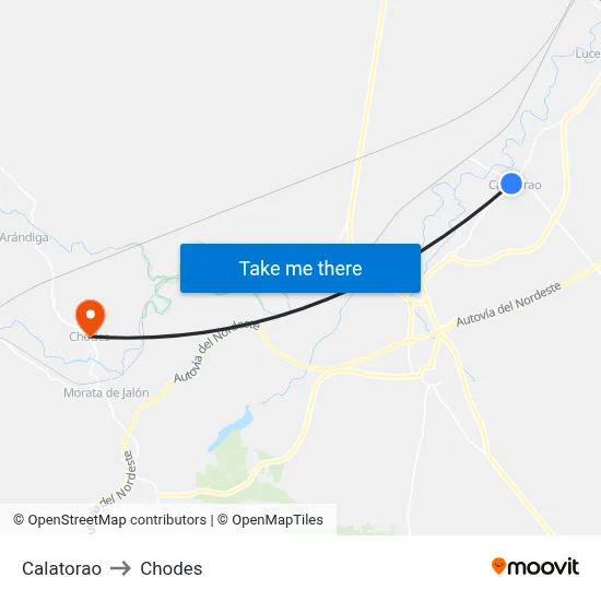 Calatorao to Chodes map