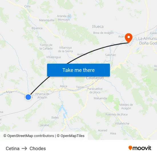 Cetina to Chodes map