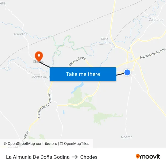 La Almunia De Doña Godina to Chodes map