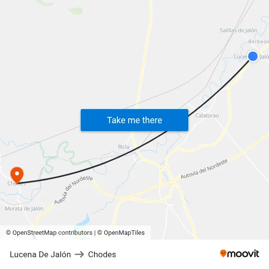 Lucena De Jalón to Chodes map