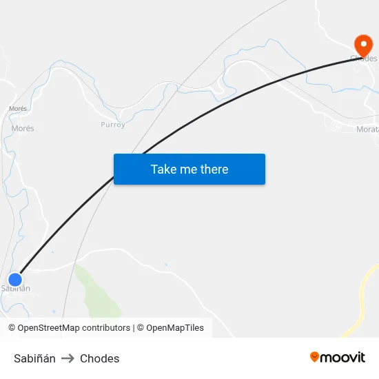 Sabiñán to Chodes map