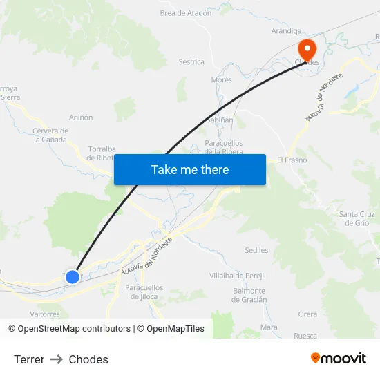 Terrer to Chodes map