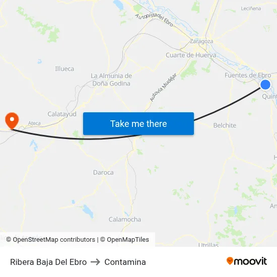 Ribera Baja Del Ebro to Contamina map