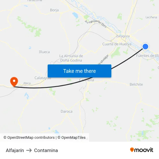 Alfajarín to Contamina map