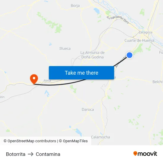 Botorrita to Contamina map