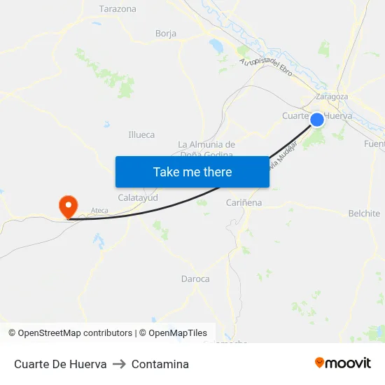 Cuarte De Huerva to Contamina map