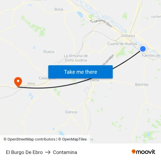 El Burgo De Ebro to Contamina map
