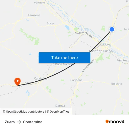 Zuera to Contamina map
