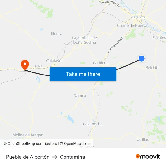 Puebla de Albortón to Contamina map