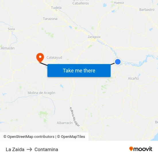 La Zaida to Contamina map