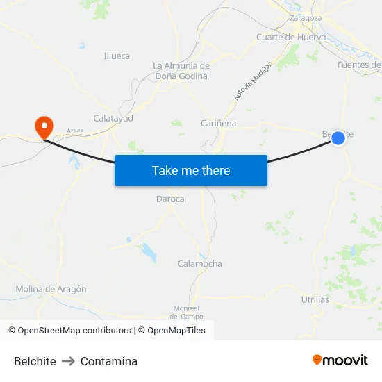 Belchite to Contamina map
