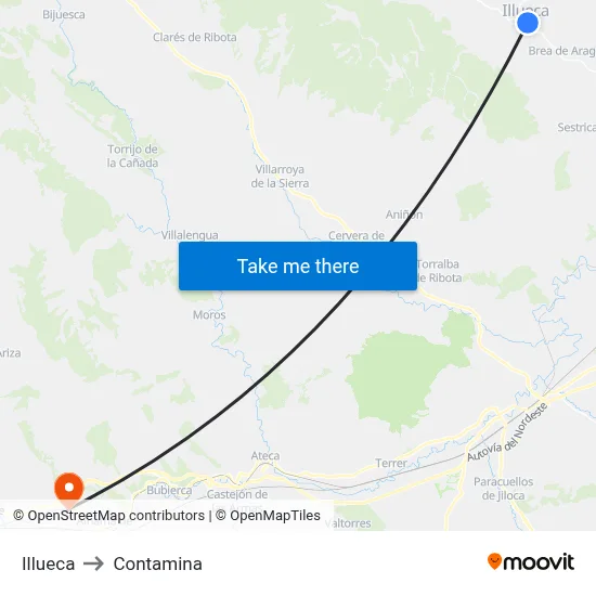 Illueca to Contamina map
