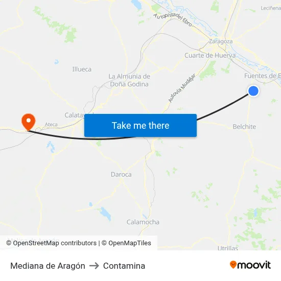 Mediana de Aragón to Contamina map