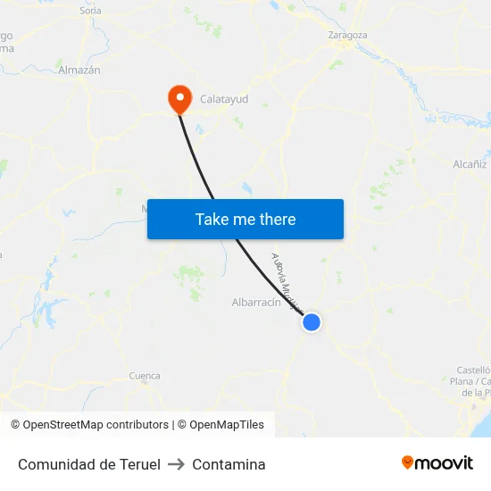Comunidad de Teruel to Contamina map