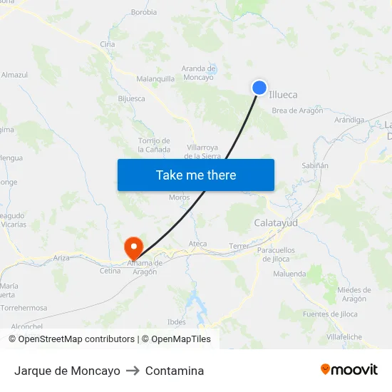 Jarque de Moncayo to Contamina map