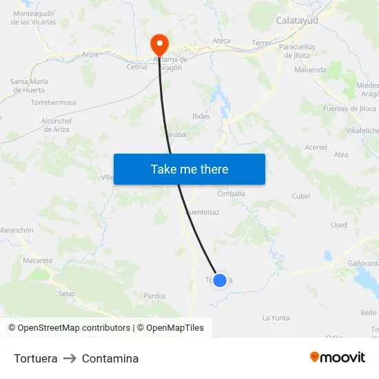Tortuera to Contamina map