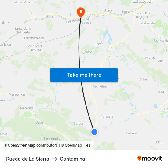 Rueda de La Sierra to Contamina map