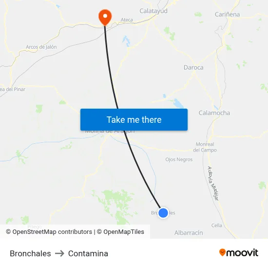 Bronchales to Contamina map