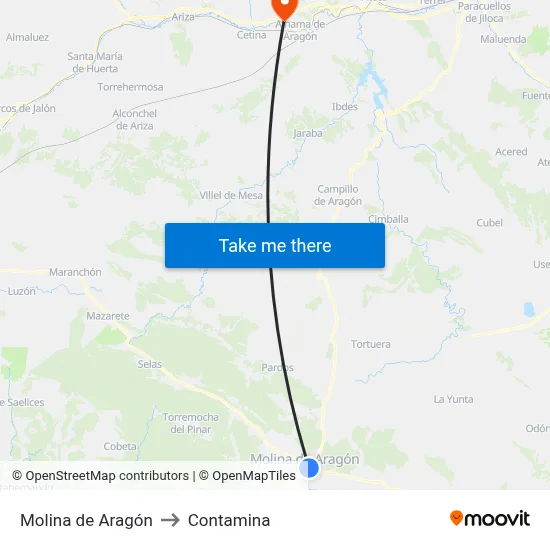 Molina de Aragón to Contamina map