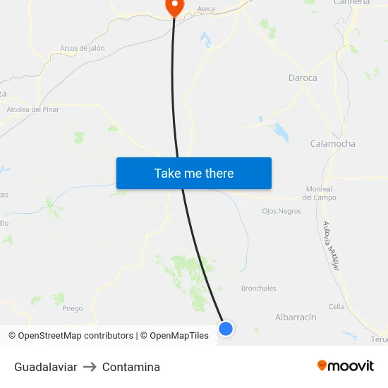 Guadalaviar to Contamina map