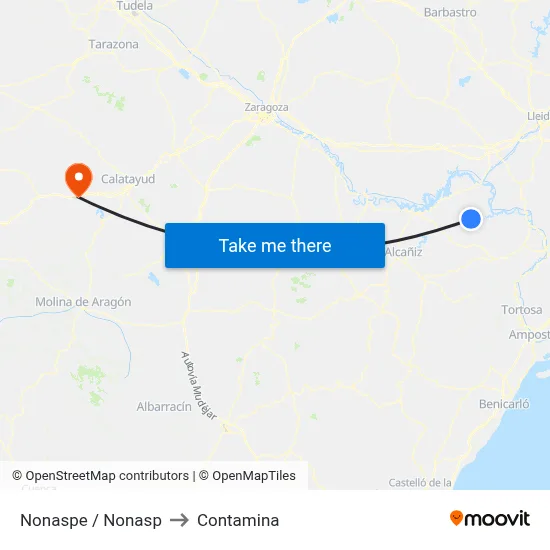 Nonaspe / Nonasp to Contamina map