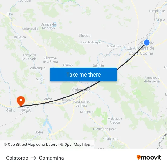 Calatorao to Contamina map