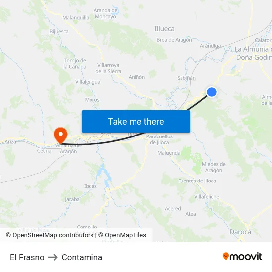El Frasno to Contamina map