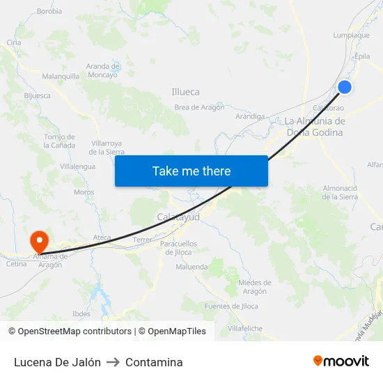 Lucena De Jalón to Contamina map