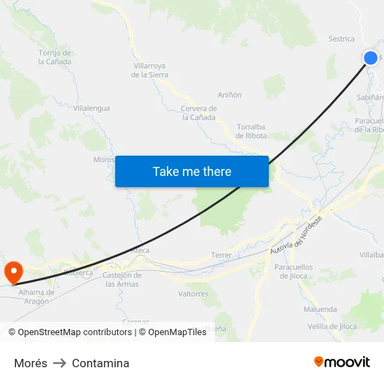 Morés to Contamina map