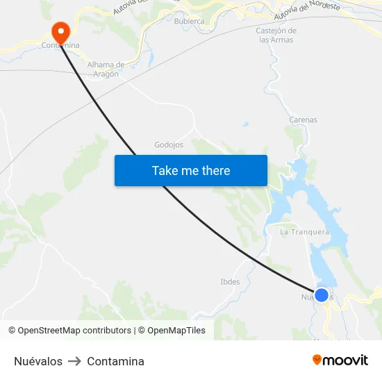 Nuévalos to Contamina map