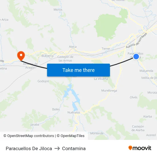 Paracuellos De Jiloca to Contamina map