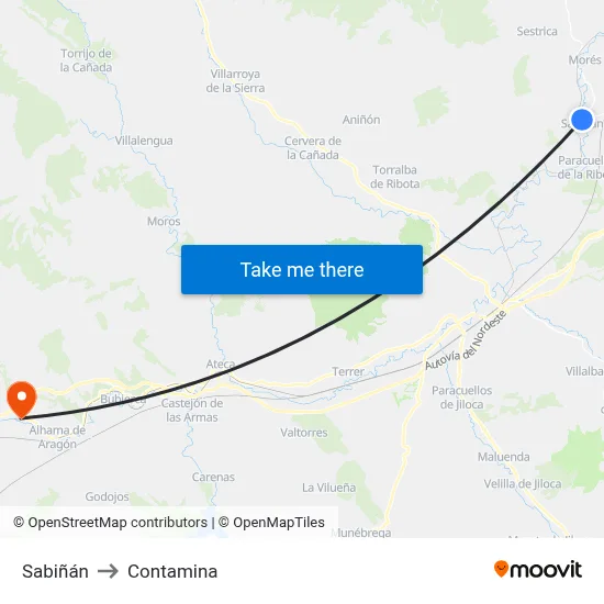 Sabiñán to Contamina map